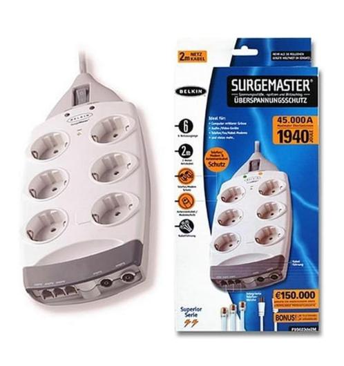 Belkin SurgeMaster 6x stopcontacten, Doe-het-zelf en Bouw, Elektriciteit en Kabels, Nieuw, Ophalen of Verzenden