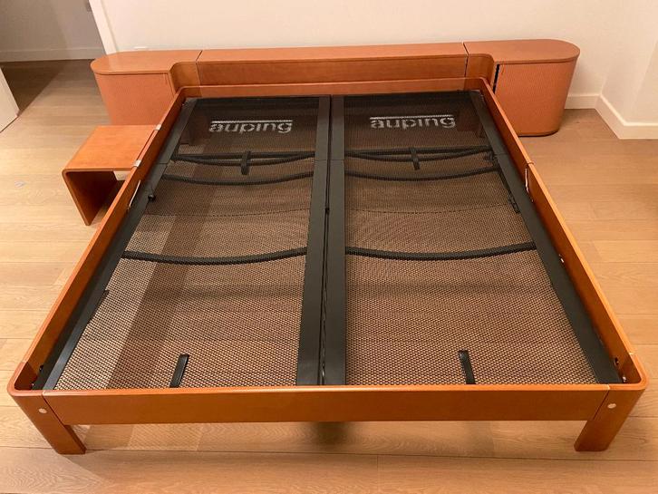 Auping Auronde bed en toebehoren, Huis en Inrichting, Slaapkamer | Bedden, Gebruikt, Tweepersoons, 180 cm, 210 cm, Hout, Verstelbaar