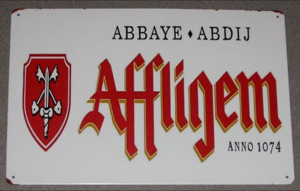 AFFLIGEM BIER : Metalen Bord Affligem Abdijbier - Anno 1074, Envoi, Neuf, Panneau, Plaque ou Plaquette publicitaire, Autres marques