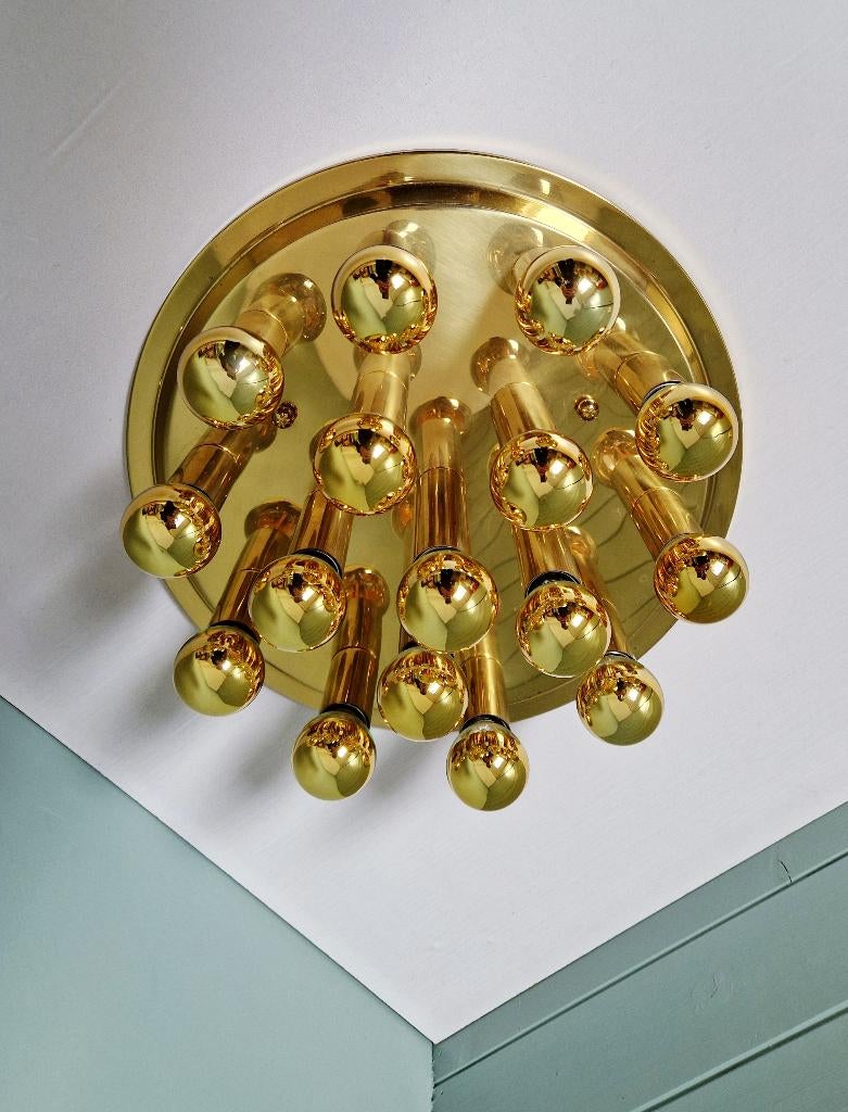 Space Age koperen plafondlamp, jaren 70, Antiek en Kunst, Antiek | Verlichting, Ophalen of Verzenden