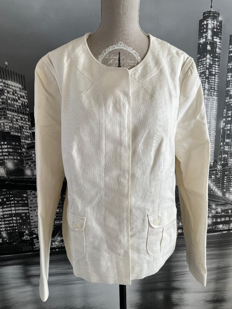 Xandres - gekleedde vest zomer jasje - 46, Kleding | Dames, Jasjes, Kostuums en Pakken, Verzenden, Beige, Maat 46/48 (XL) of groter