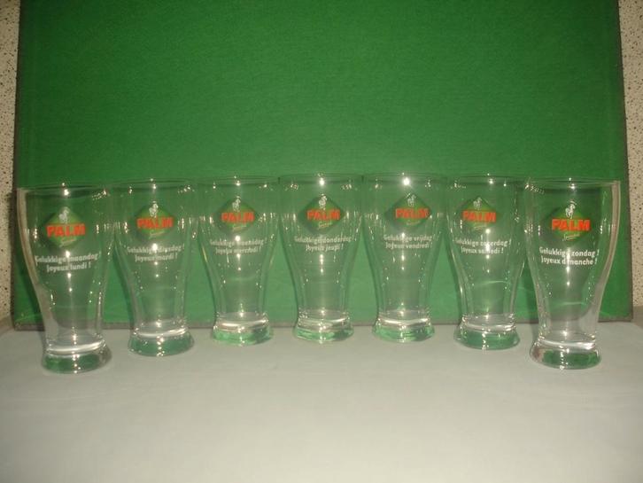 7 Palm bierglazen, Gelukkige dagen Ned. - Frans, Verzamelen, Biermerken, Nieuw, Glas of Glazen, Palm, Ophalen of Verzenden