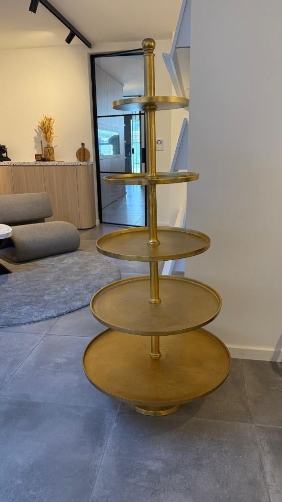 Ronde etagère – goud – 5 lagen – 170 cm, Maison & Meubles, Enlèvement, Comme neuf