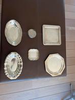5 verzilverde schotels, diverse maten en vormen, Antiek en Kunst, Ophalen