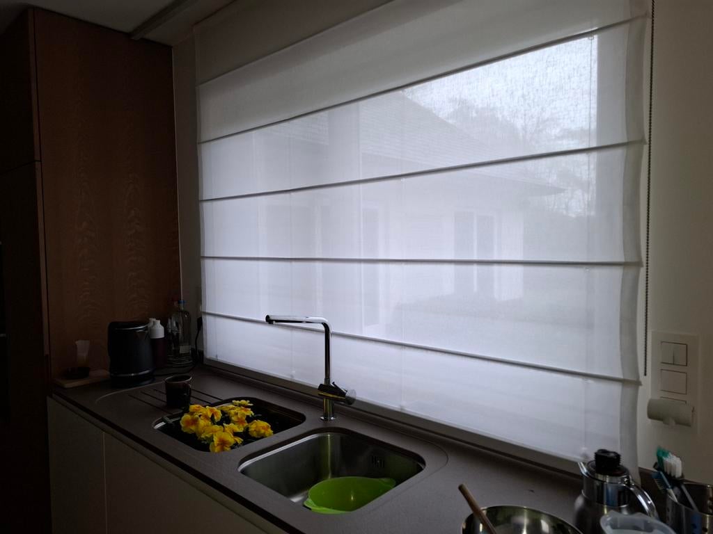 Optrekgordijn wit 180x150 cm., Huis en Inrichting, Stoffering | Gordijnen en Lamellen, Ophalen, Wit