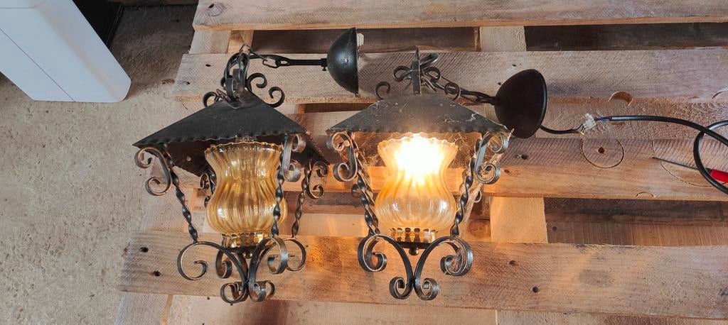 Vintage Smeedijzeren Plafond Lampen, Jardin & Terrasse, Éclairage extérieur, Enlèvement