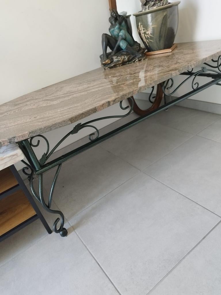 Prachtige marmeren salon tafel met smeedijzeren onderstel, Huis en Inrichting, Tafels | Salontafels, Ophalen