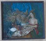 J. REENAT / CABARETDANSERES / OLIEVERF DOEK / 58x65cm KADER, Ophalen of Verzenden