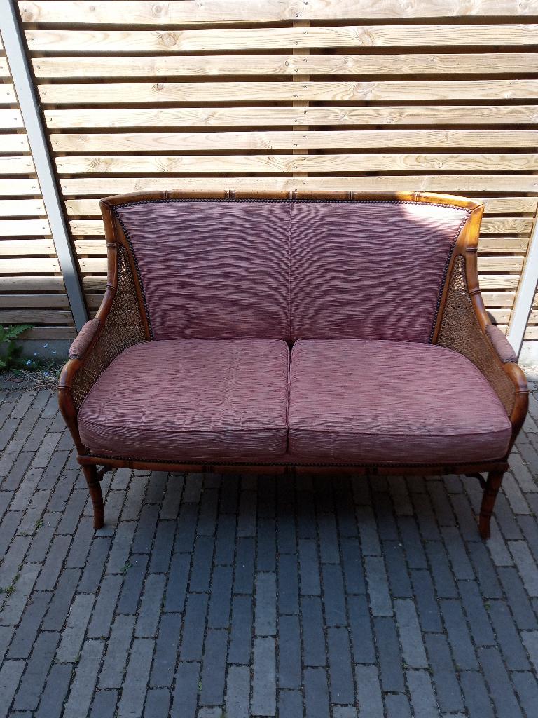 Canapé en rotin pour 2 personnes avec coussin, Maison & Meubles, Moins de 75 cm, Enlèvement, Utilisé, Deux personnes