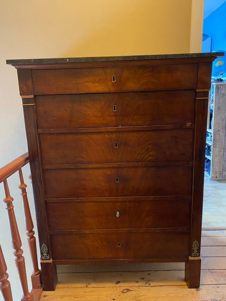 Meuble semainier ancien tablette en marbre, Enlèvement