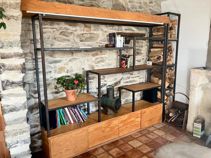 Bibliothèque style industriel, Maison & Meubles, Armoires | Étagères, Utilisé, Enlèvement