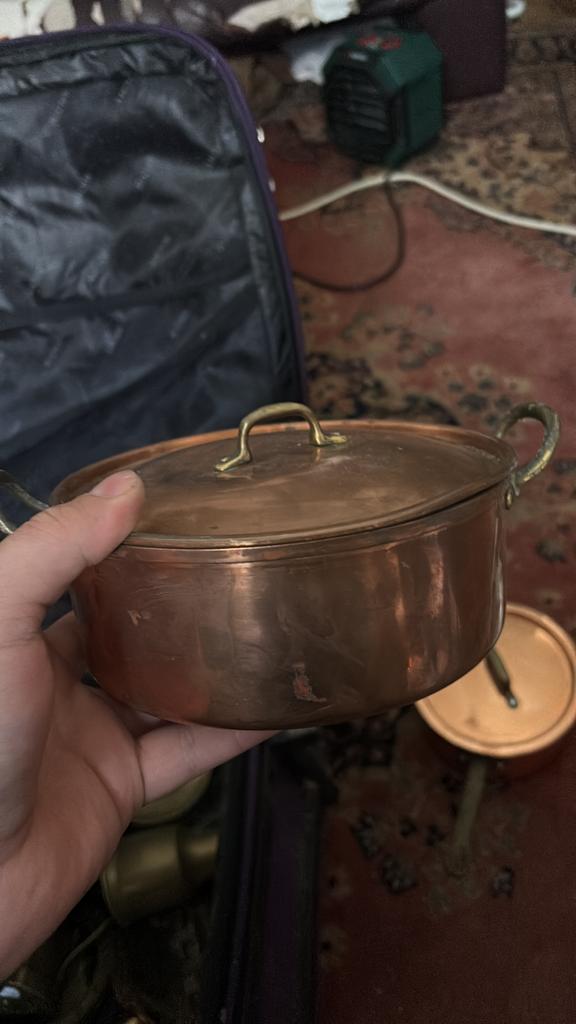 3 potten 1 pan koper te koop, Antiek en Kunst, Ophalen of Verzenden, Koper