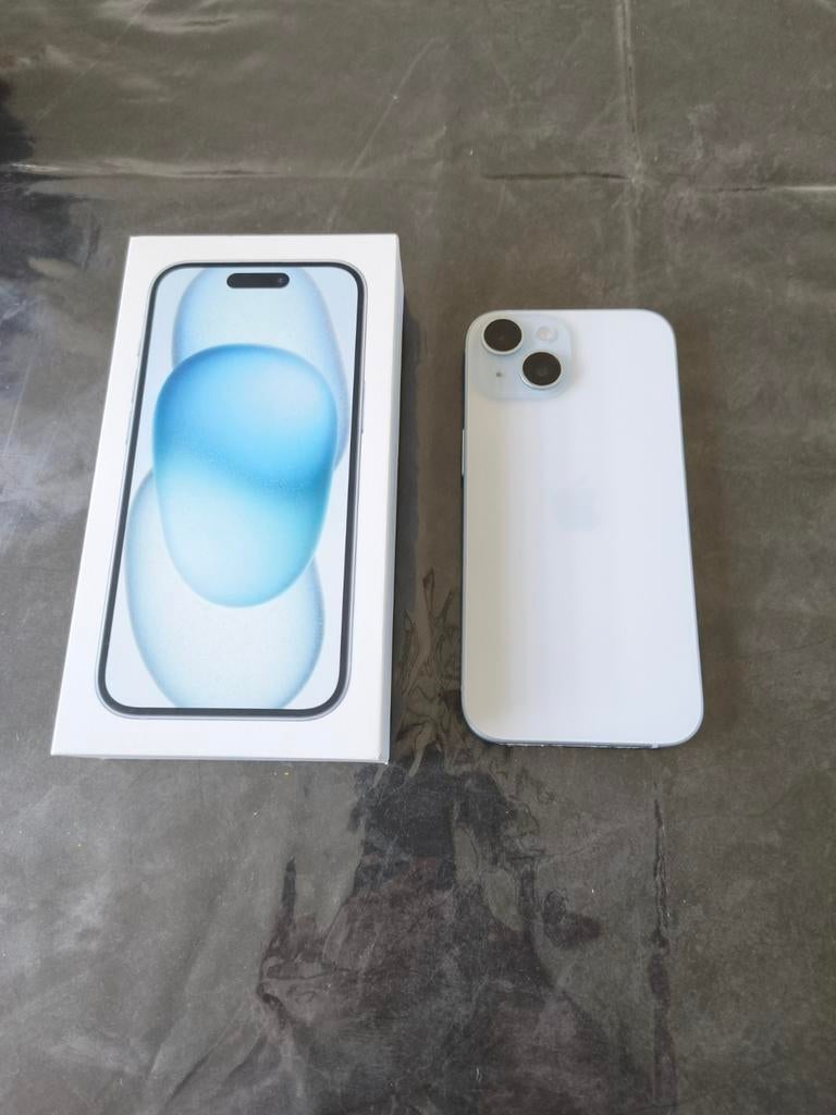 Iphone 15 blue 128gb + garantie 13/12/2027 !!!, Télécoms, Téléphonie mobile | Apple iPhone, Avec abonnement, 128 GB, IPhone 15