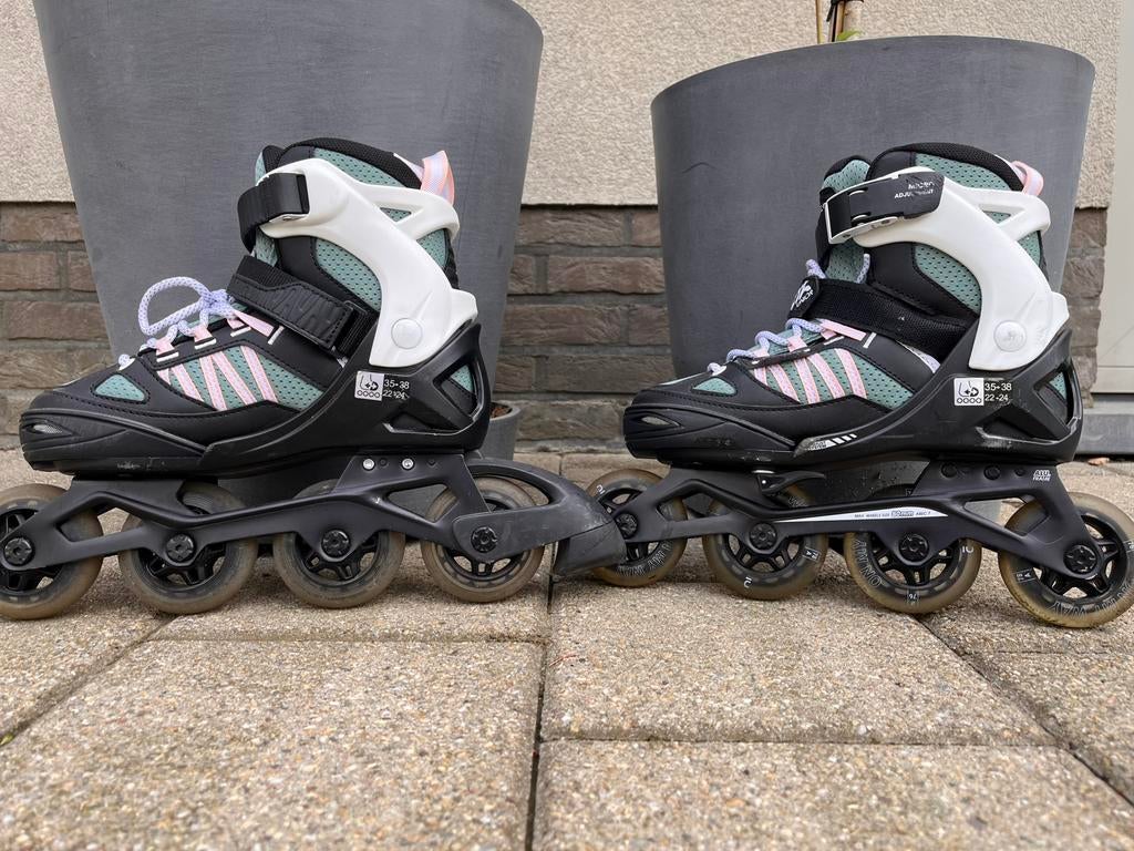 Oxelo verstelbare inline skates + set Valbescherming, Autres marques, Rollers 4 roues en ligne, Réglable, Enlèvement