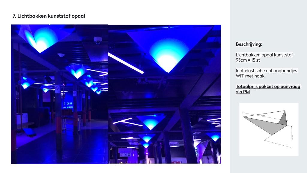 Lichtbakken kunststof opaal driehoek 3D Decor Podia, Hobby en Vrije tijd, Ophalen, Gebruikt