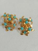 Oorclips goud turquoise aqua, Bijoux, Sacs & Beauté, Boucles d'oreilles, Enlèvement ou Envoi, Neuf, Or, Autres matériaux