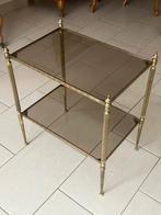 Messing glazen bijzettafeltje, 50 à 100 cm, Enlèvement, Utilisé, Rectangulaire