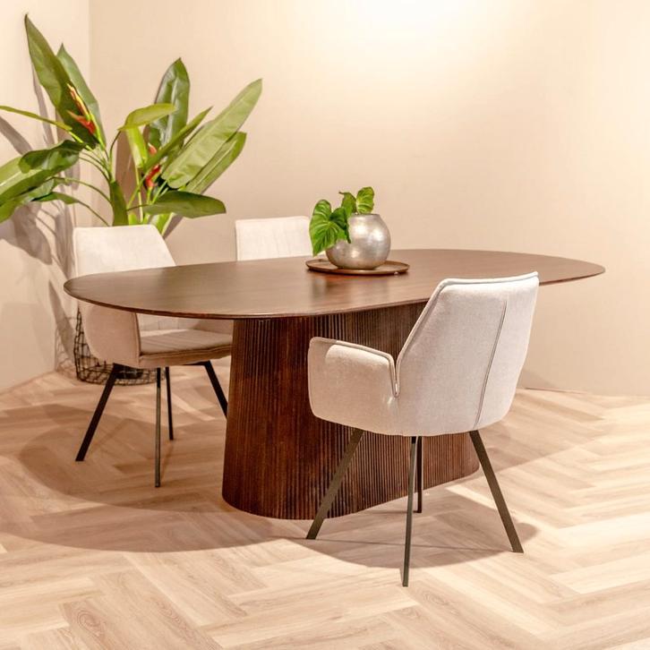 Mooie ovalen eettafel, Huis en Inrichting, Tafels | Eettafels, Gebruikt, 100 tot 150 cm, 200 cm of meer, Vijf personen of meer