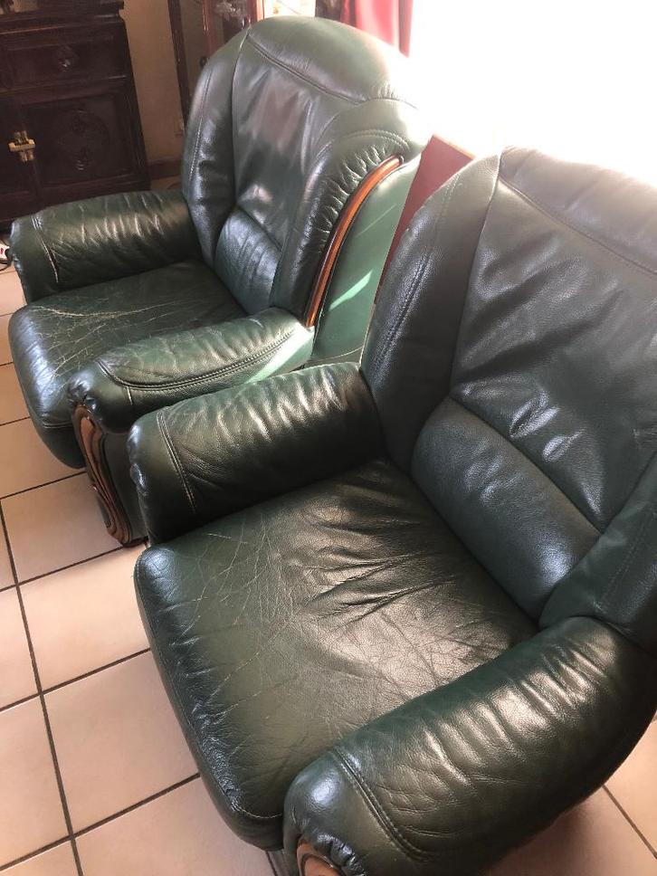 deux fauteuils en cuir, Maison & Meubles, Fauteuils, Utilisé, Cuir, Enlèvement