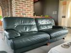 Hoog kwalitatieve groene lederen zetels. 3zit+2x 1zit, Huis en Inrichting, Zetels | Zetels, Ophalen, Gebruikt, Leer, Rechte bank