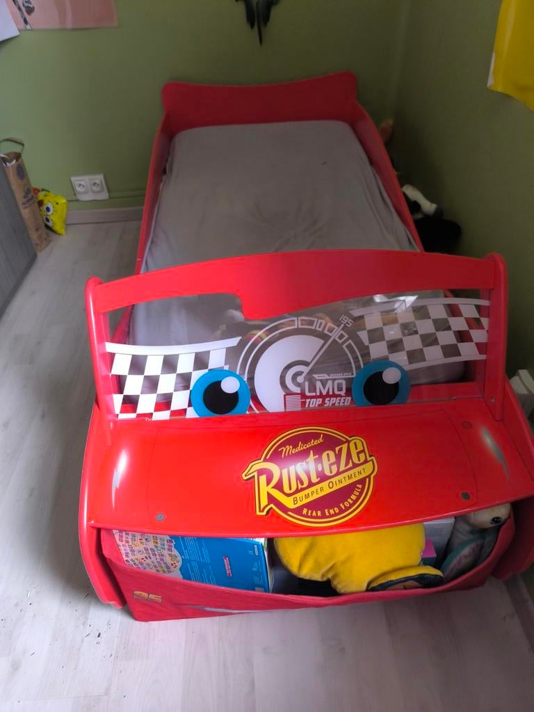 Lit enfant Cars avec lumière et bac de rangement, Matelas