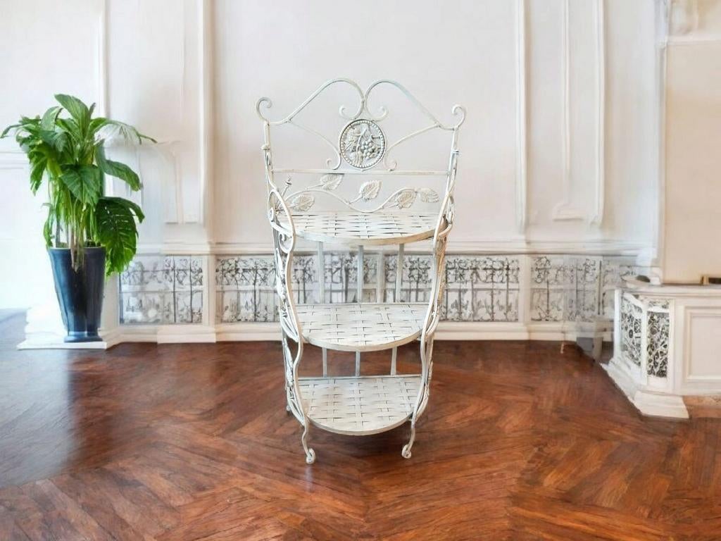 Multifunctionele smeedijzeren plank. Met witte afwerking, r, Antiek en Kunst, Ophalen of Verzenden