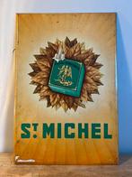 Publicité pour cigarettes St. Michel : lithographie tôle, Ophalen, Gebruikt, Reclamebord