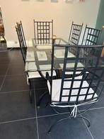 Glazen tafel + stoelen, 50 tot 100 cm, 150 tot 200 cm, Gebruikt, Rechthoekig