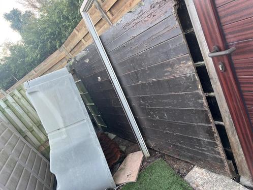 Dubbele Houten  garagepoort, Doe-het-zelf en Bouw, Deuren en Vliegenramen, Gebruikt, Garagedeur, 215 cm of meer, 120 cm of meer