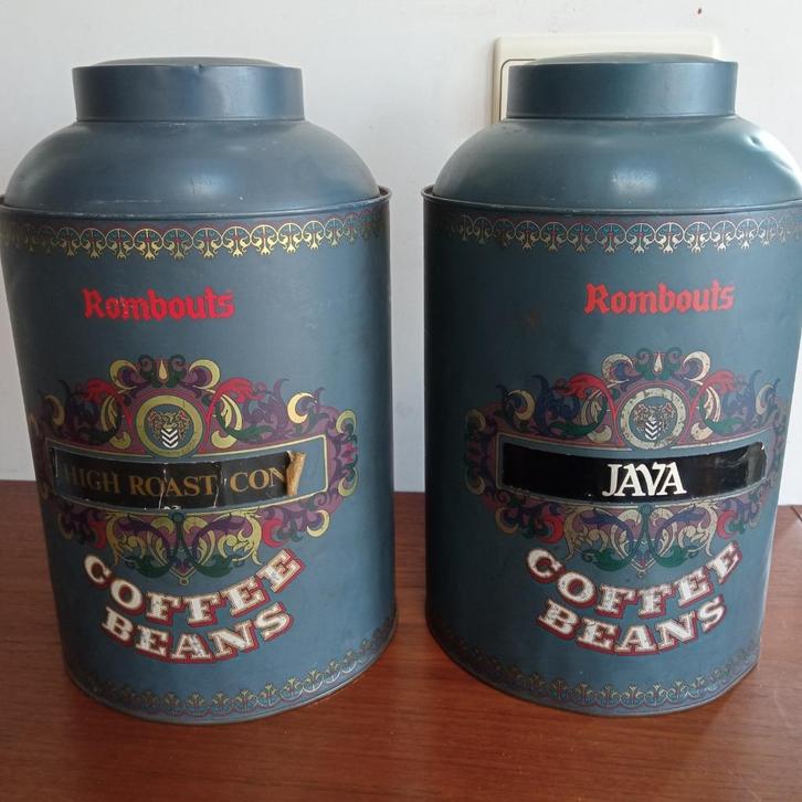 2 ROMBOUTS-dozen, Verzamelen, Blikken, Gebruikt, Koffie, Overige merken, Ophalen of Verzenden