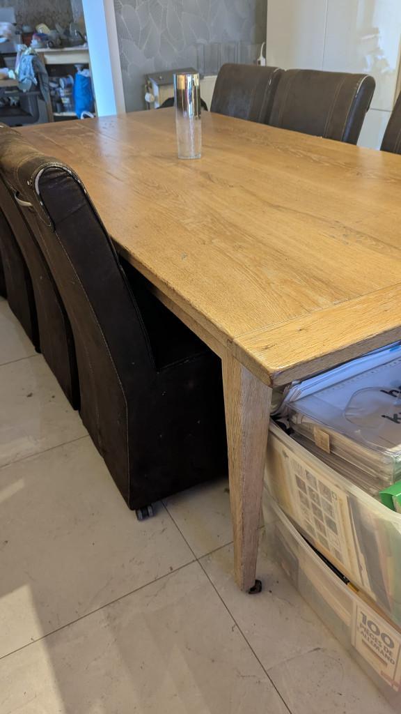 table salle à manger 220x100 +6 chaises à roulettes offertes, Maison & Meubles, Tables | Tables à manger, Utilisé, 50 à 100 cm