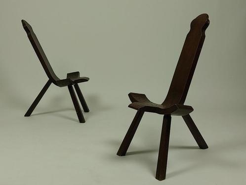 Set van 2 Vintage Houten Krukjes, Huis en Inrichting, Barkrukken, Gebruikt, 60 tot 90 cm, Hout, 2 krukken, Ophalen