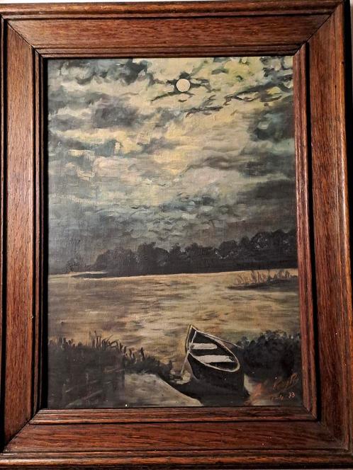 ️ La barque (1933) huile sur panneau en bois, Antiquités & Art, Art | Peinture | Classique