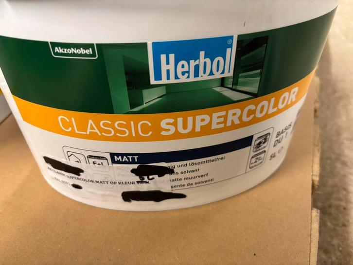 Herbol classic beige muurverf 5liter, Hobby en Vrije tijd, Schilderen, Nieuw, Acrylverf, Ophalen