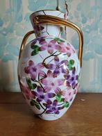 Vase blanc avec des fleurs mauves et rose, Enlèvement ou Envoi