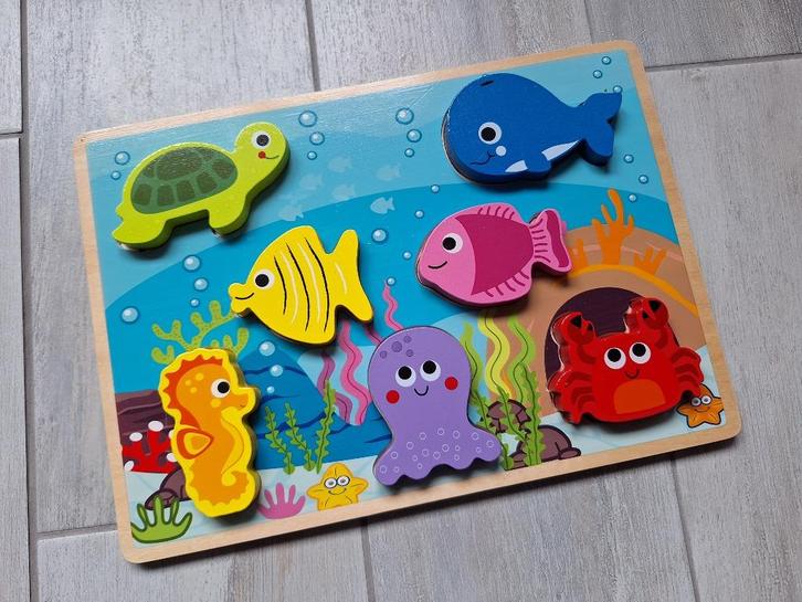 ✪ Houten inlegpuzzel, Kinderen en Baby's, Speelgoed | Kinderpuzzels, Zo goed als nieuw, Minder dan 10 stukjes, Van hout, Ophalen of Verzenden