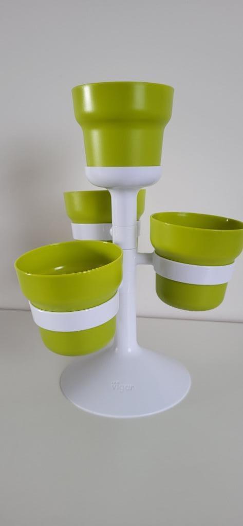 Vigar green collection 4 bloempotjes roterend kruidenboompje, Tuin en Terras, Bloempotten, Nieuw, Kunststof, Binnen, Balkon, Tuin
