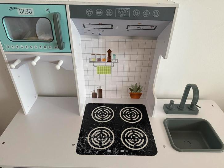 Houten speelgoedkeuken mintgrijs – goede staat, Kinderen en Baby's, Speelgoed | Speelkeukens, Zo goed als nieuw, Ophalen