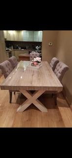 Eettafel met 6 stoelen te koop, Huis en Inrichting, Tafels | Eettafels, Ophalen, Gebruikt, 50 tot 100 cm, Vijf personen of meer