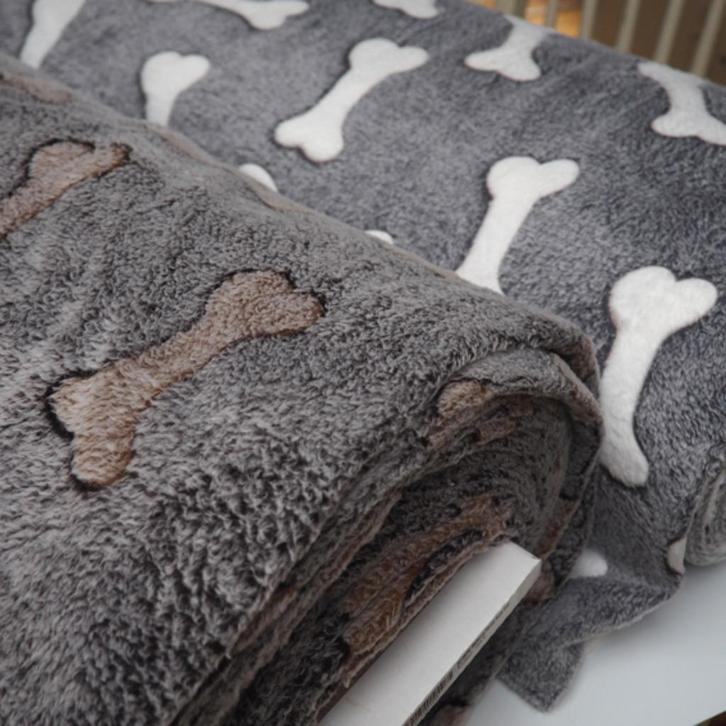 4222) 165x50cm wellness fleece grijs botten wit / bruin, Hobby en Vrije tijd, Stoffen en Lappen, Nieuw, Polyester, 120 cm of meer