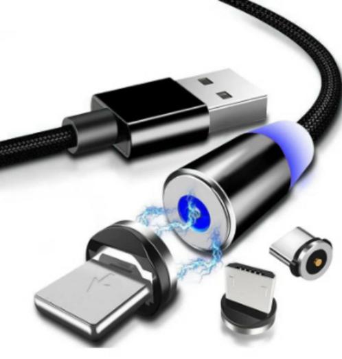 360⁰ Magnetische Oplaad Kabel voor USB-C, USB-Micro of IOS -, Telecommunicatie, Mobiele telefoons | Toebehoren en Onderdelen, Nieuw