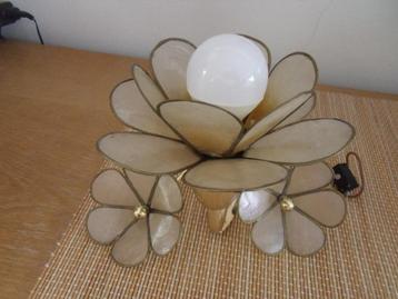 lampe applique laiton & petales de nacre MASSIVE 25 cm, Enlèvement, Comme neuf, Vintage