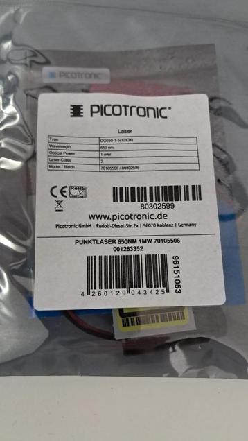 Picotronic Lasermodule Punt Rood 1 mW DG650-1-5(12x34) beschikbaar voor biedingen