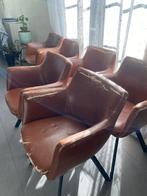 6 bruine leren stoelen, Huis en Inrichting, Ophalen, Gebruikt, Bruin, Leer