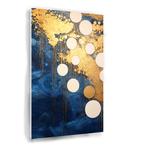 Blauw en Goud Vloeiende Cirkels schilderij 40x60cm Forex + O, Nieuw, Verzenden