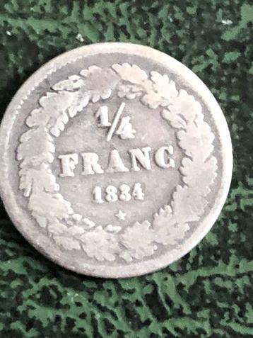Belgique 1/4 franc 1834 Léopold 1er beschikbaar voor biedingen