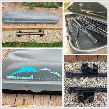 Kamei dolfijn dakkoffer + dakdragers - zo goed als nieuw beschikbaar voor biedingen