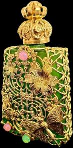 Art Deco Parfum Flesje Verguld Flacon Filigrain, Antiquités & Art, Curiosités & Brocante, Envoi