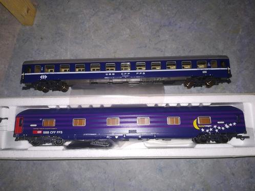 Set Roco H0 1/87 303mm 2 auto's SBB CFF WLABM+BCM UIC-Z, Hobby en Vrije tijd, Modeltreinen | H0, Zo goed als nieuw, Wagon, Gelijkstroom of Wisselstroom