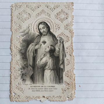 Oud devotieprentje in kant beschikbaar voor biedingen